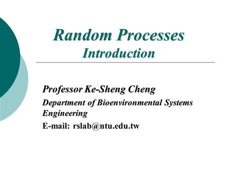 Random Processes Introduction