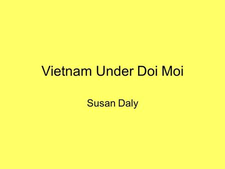 Vietnam Under Doi Moi Susan Daly. When Vietnam was reunited under one communist government in 1975, it began a campaign of Stalinist type economic changes.