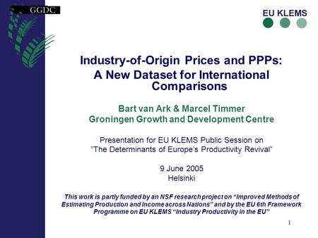 Industry-of-Origin Prices and PPPs: