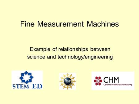 Fine Measurement Machines Example of relationships between science and technology/engineering.