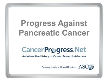 Progress Against Pancreatic Cancer. 1970–1979 Progress Against Pancreatic Cancer 1970–1979 1970s: Tobacco use found to cause pancreatic cancer.