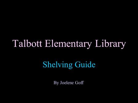 Talbott Elementary Library
