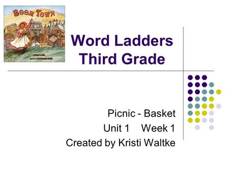 Word Ladders Third Grade Picnic - Basket Unit 1 Week 1 Created by Kristi Waltke.