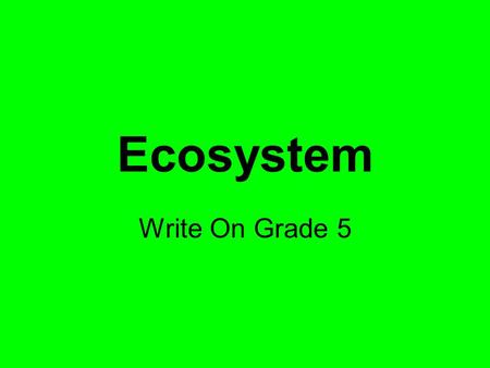 Ecosystem Write On Grade 5.