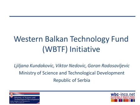 Western Balkan Technology Fund (WBTF) Initiative
