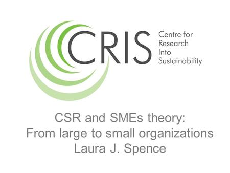 CSR and SMEs theory: From large to small organizations
