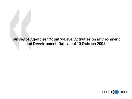 1 Survey of Agencies Country-Level Activities on Environment and Development: Data as of 10 October 2005.