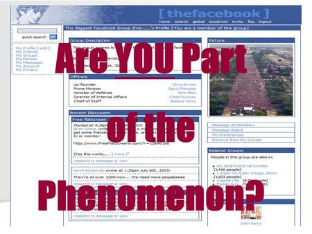 Are YOU Part of the Phenomenon?. What you can do with facebook: What you can do with facebook: You can see where old You can see where old faces wound.