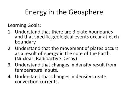 Energy in the Geosphere
