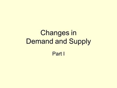 Changes in Demand and Supply Part I. Introduction As we have seen, the demand and supply curves meet to determine an equilibrium price. DS.