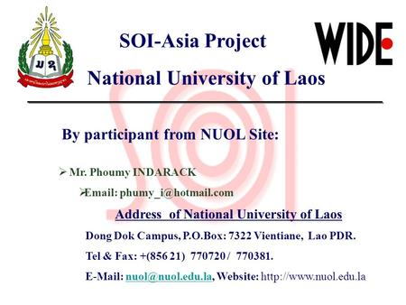 National University of Laos Address of National University of Laos