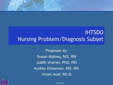 IHTSDO Nursing Problem/Diagnosis Subset