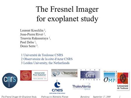 The Fresnel Imager for exoplanet study