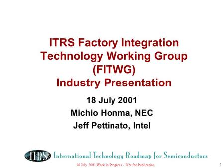 ITRS Factory Integation TWG
