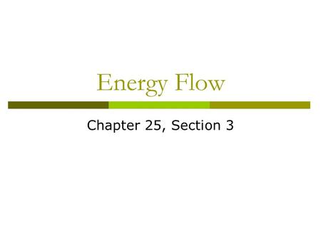 Energy Flow Chapter 25, Section 3.