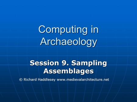 Computing in Archaeology