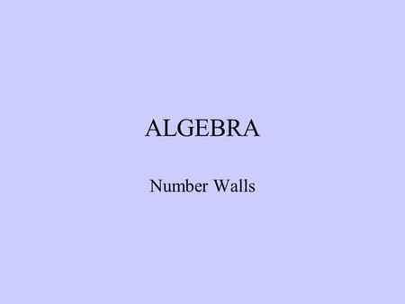 ALGEBRA Number Walls. 12 3 8 9 15 11 17 26 28 54.