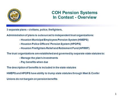 COH Pension Systems In Context - Overview