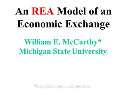 An REA Model of an Economic Exchange