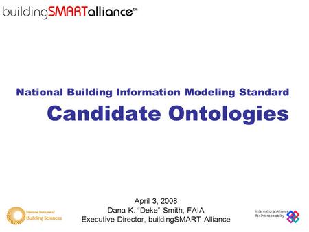 National Building Information Modeling Standard Candidate Ontologies