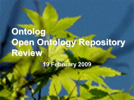 1 Ontolog Open Ontology Repository Review 19 February 2009.