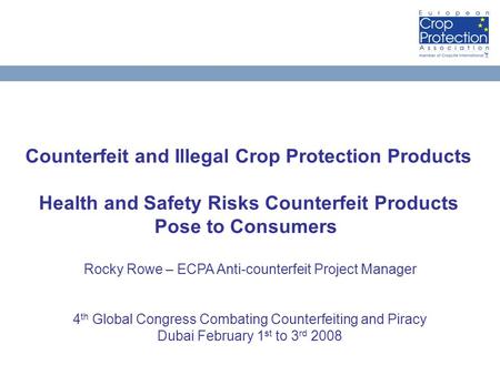 Counterfeit and Illegal Crop Protection Products