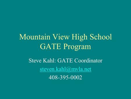 Mountain View High School GATE Program