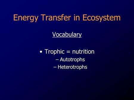 Energy Transfer in Ecosystem
