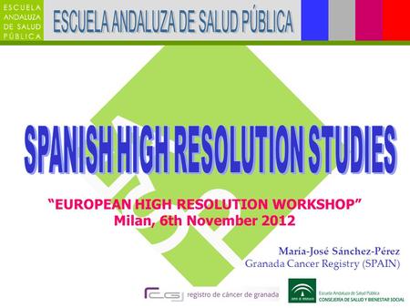 María-José Sánchez-Pérez Granada Cancer Registry (SPAIN) EUROPEAN HIGH RESOLUTION WORKSHOP Milan, 6th November 2012.