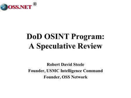 DoD OSINT Program: A Speculative Review