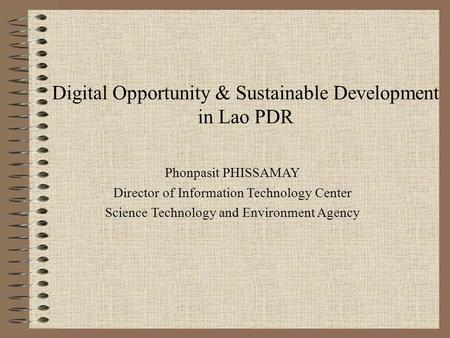 Digital Opportunity & Sustainable Development in Lao PDR