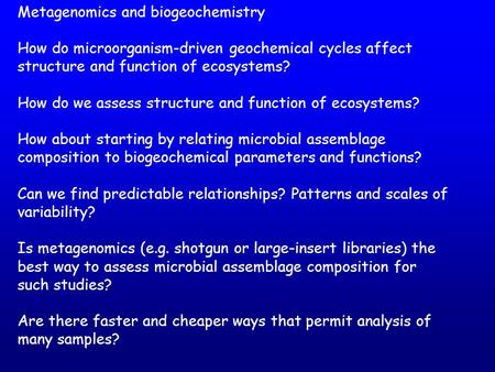 Metagenomics and biogeochemistry