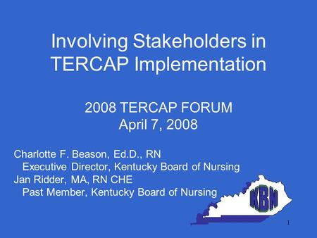Involving Stakeholders in TERCAP Implementation
