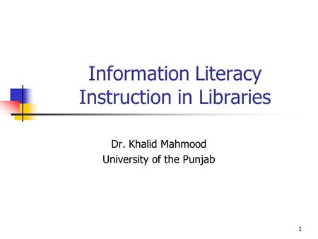 Information Literacy Instruction in Libraries