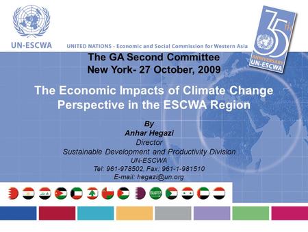 The Economic Impacts of Climate Change Perspective in the ESCWA Region