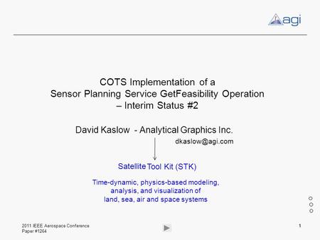 David Kaslow - Analytical Graphics Inc.