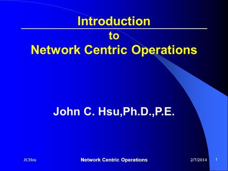 Network Centric Operations