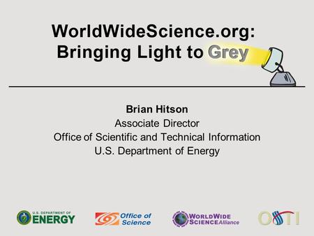 Brian Hitson Associate Director Office of Scientific and Technical Information U.S. Department of Energy.