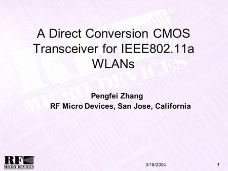 A Direct Conversion CMOS Transceiver for IEEE802.11a WLANs