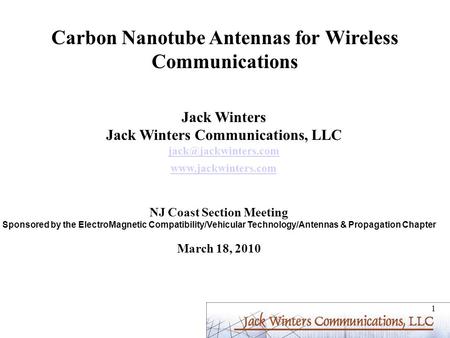 Carbon Nanotube Antennas for Wireless Communications