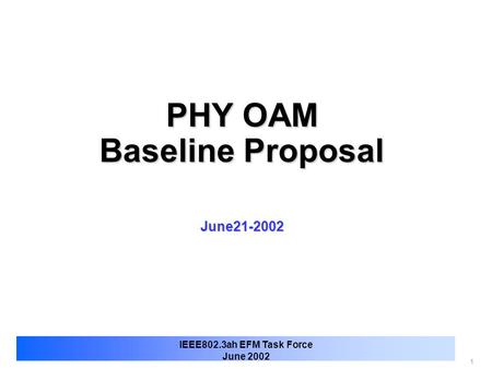 PHY OAM Baseline Proposal June