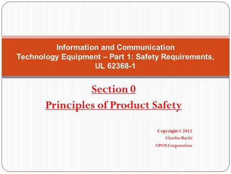 Principles of Product Safety