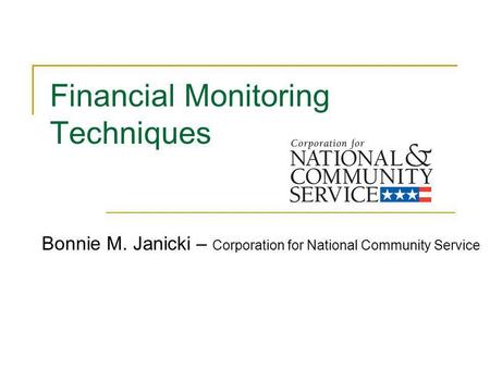 Financial Monitoring Techniques