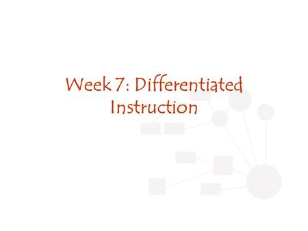 Week 7: Differentiated Instruction. Review Last week: Seamless instruction Portfolio questions? CMAP review.