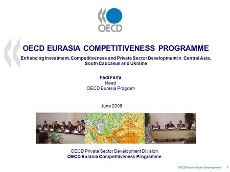 OECD Private Sector Development 1 OECD Private Sector Development Division OECD Eurasia Competitiveness Programme June 2008 Fadi Farra Head OECD Eurasia.