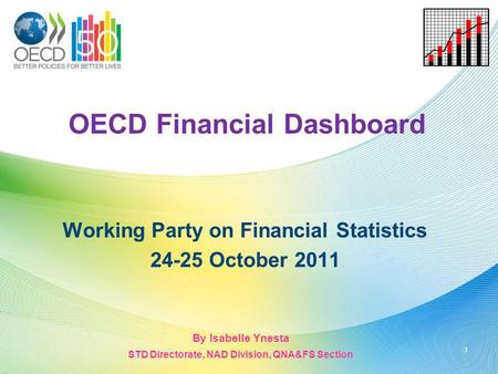 OECD Financial Dashboard Working Party on Financial Statistics 24-25 October 2011 1 By Isabelle Ynesta STD Directorate, NAD Division, QNA&FS Section.