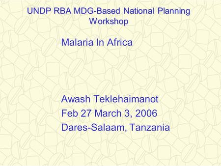 UNDP RBA MDG-Based National Planning Workshop
