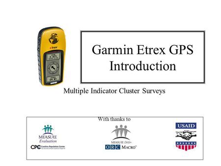 Garmin Etrex GPS Introduction