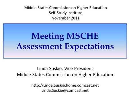 Meeting MSCHE Assessment Expectations