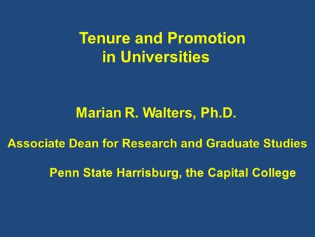 Tenure and Promotion in Universities